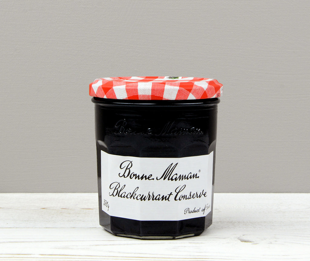 Bonne Maman Blackcurrent Jam in a jar with a red and white lid perfect for your Home Fruit Box