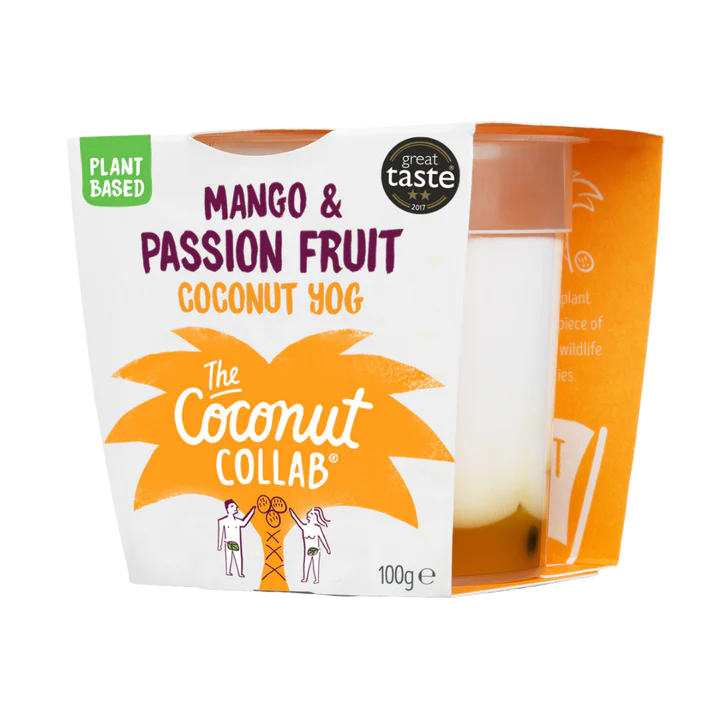 The Coconut Collab Mango and Passion Fruit flavoured coconut yoghurt