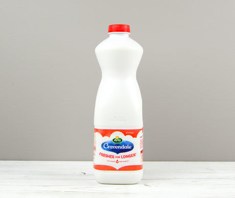 Arla Cravendale 1 litre of Skimmed milk with a red bottle cap
