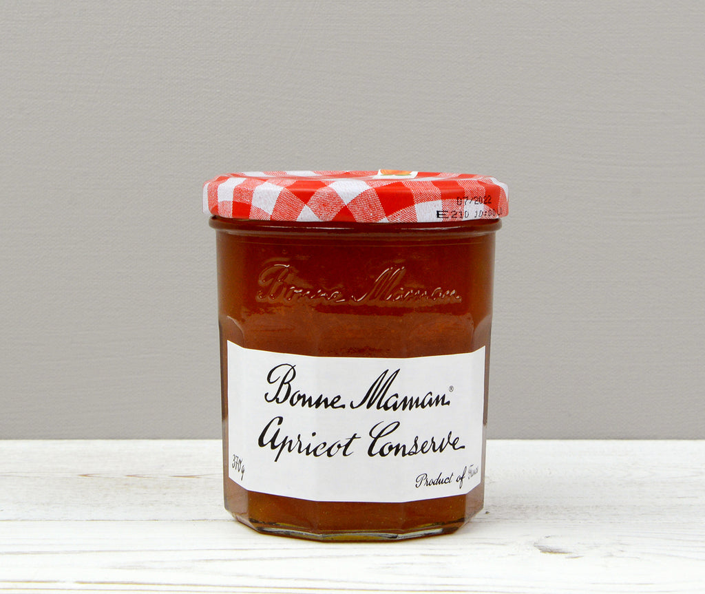 Bonne Maman Apricot Jam in a jar with a red and white lid perfect for your Home Fruit Box