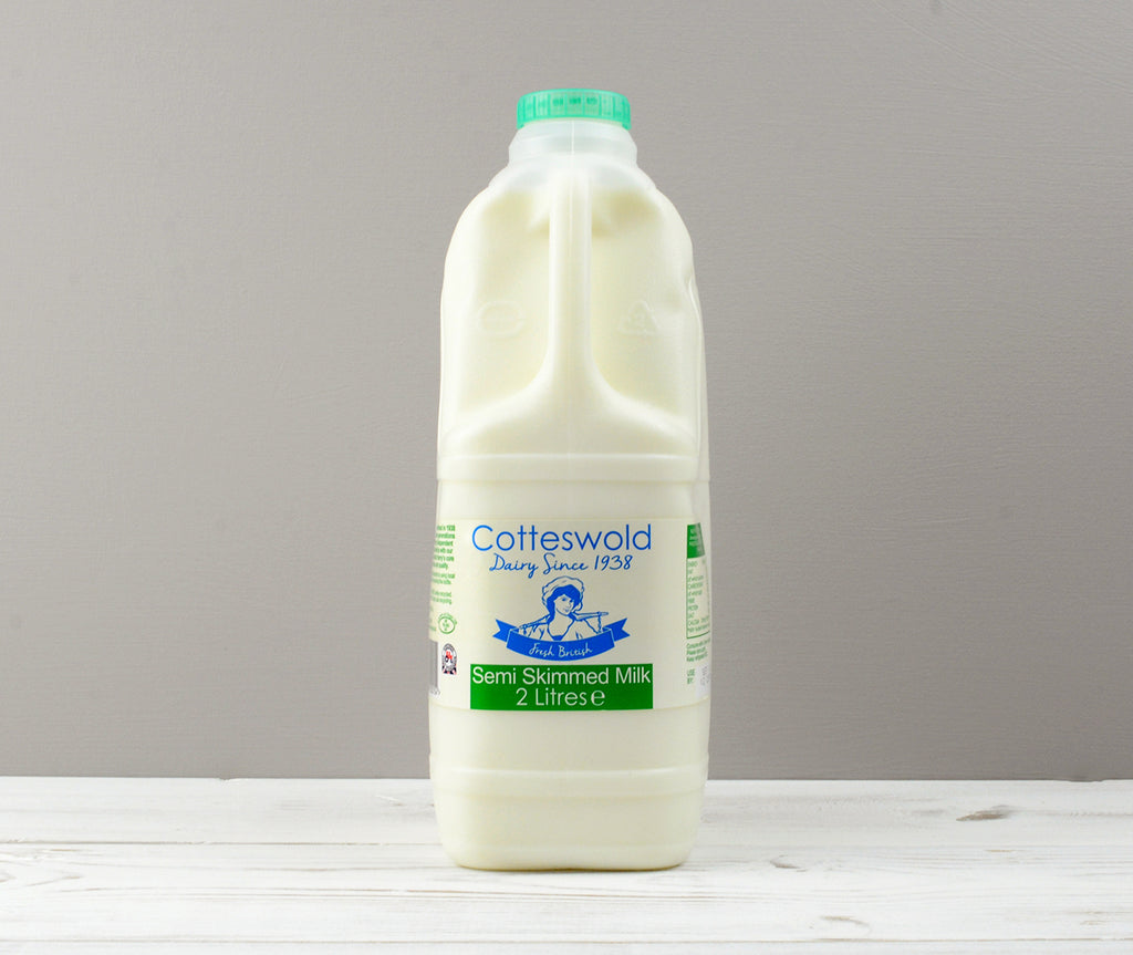 Cotteswold 2 litres of Semi Skimmed milk carton with a green cap ready for Home Delivery