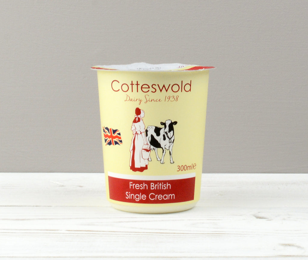 Cotteswold Fresh British Single Cream in a tub ready for Home Delivery