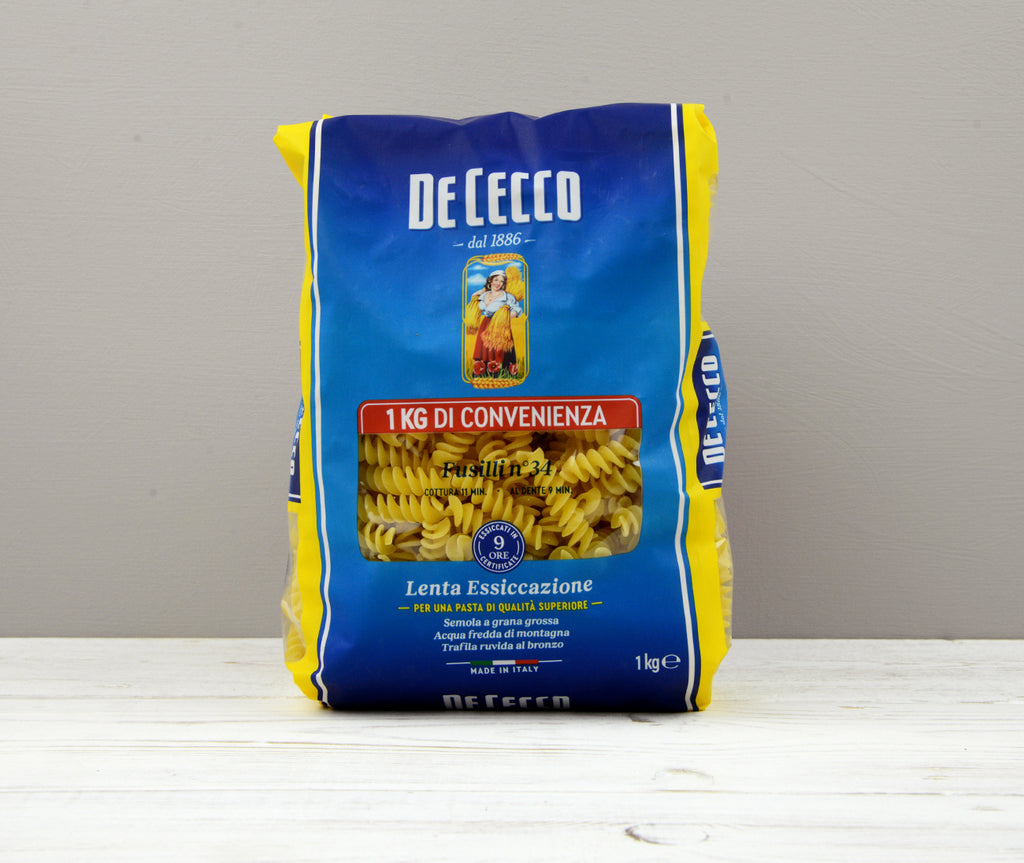 1Kg bag of DeCecco Fusilli pasta ready for Home Delivery